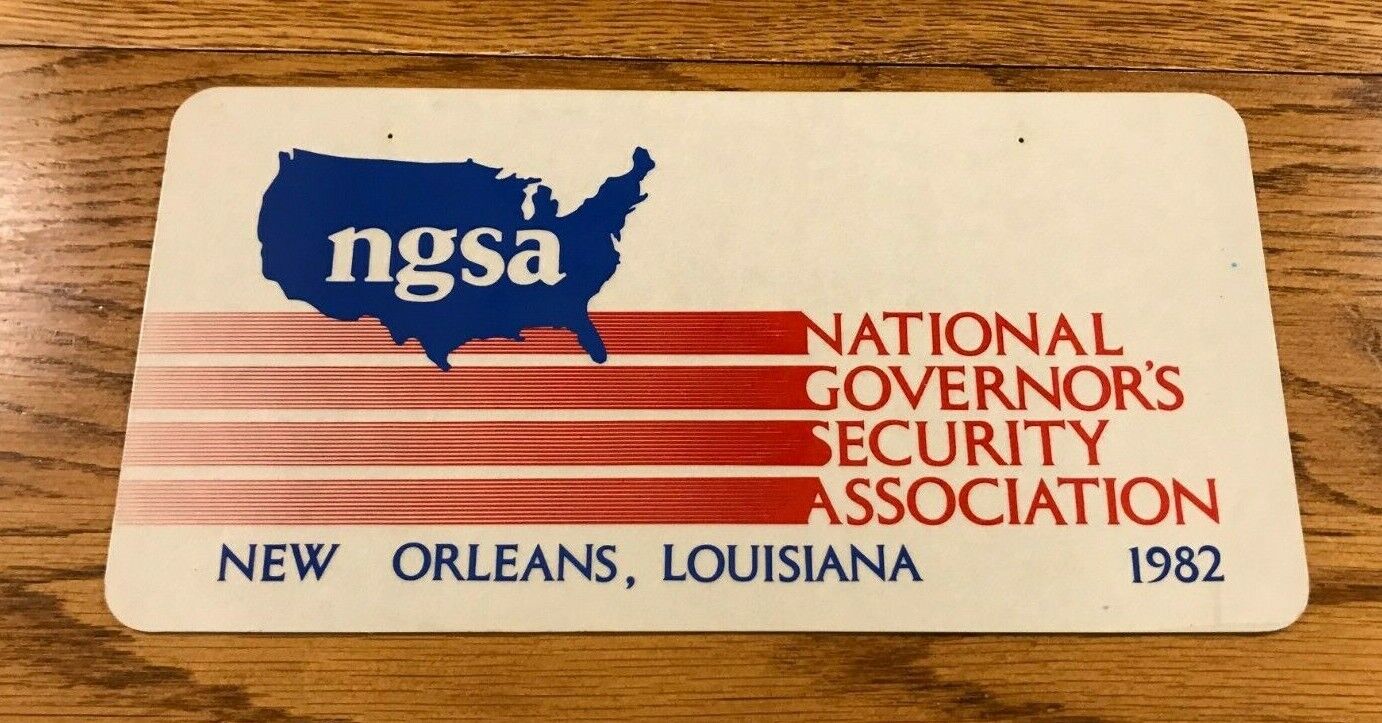1982 New Orleans Louisiana Booster License Plate National Governors Security