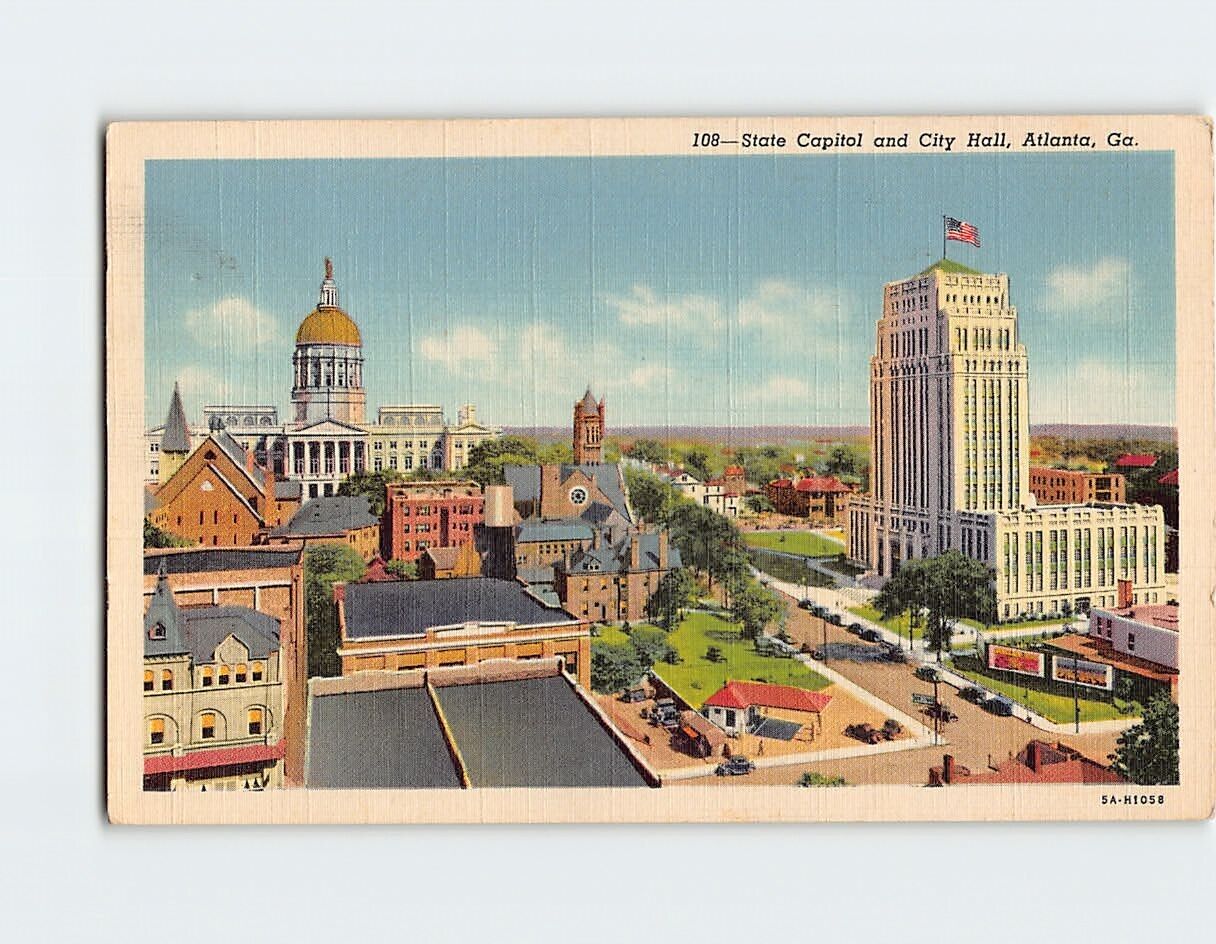 Postcard State Capitol and City Hall, Atlanta, Georgia