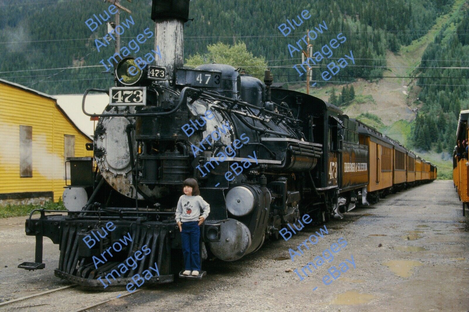 1986 35mm slide Durango & Silverton Colorado Railroad Steam Locomotive #1823