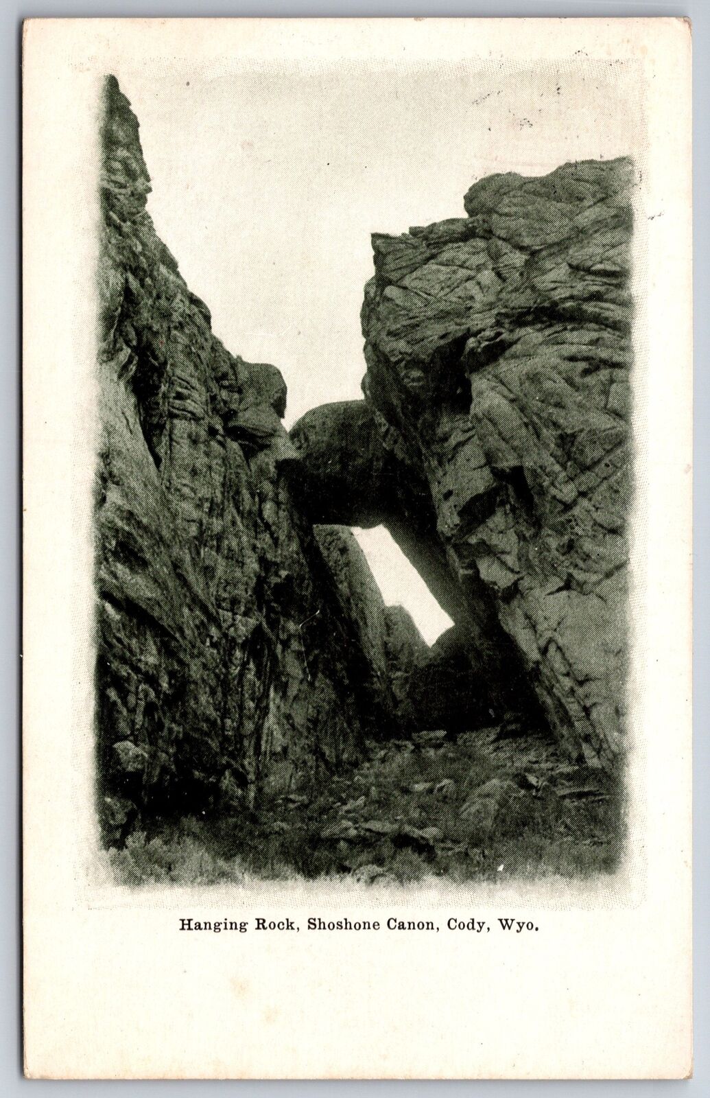 Cody Wyoming~Shoshone Canon~Hanging Rock~1907 Postcard