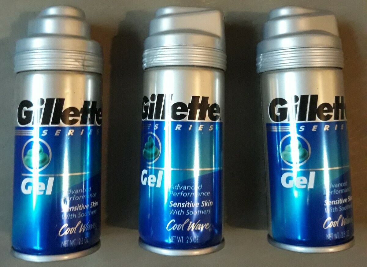 Vintage 1998 Gillette Series Shave Gel Cool Wave 2.5oz Sensitive Skin  3 Cans