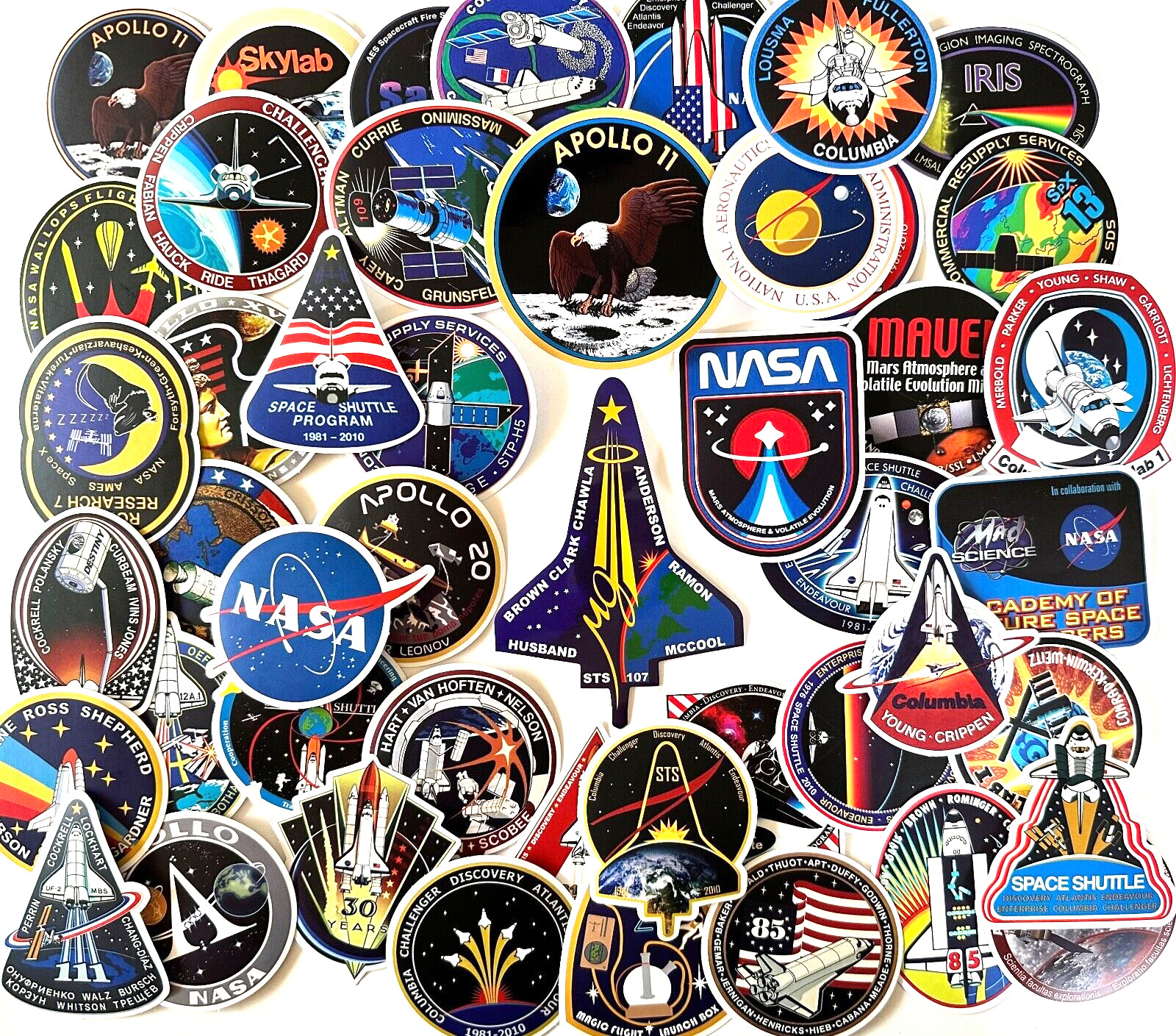 NASA ..47 Stickers ..Apollo 11 + Columbia Space Shuttle Last Flight Sticker #102