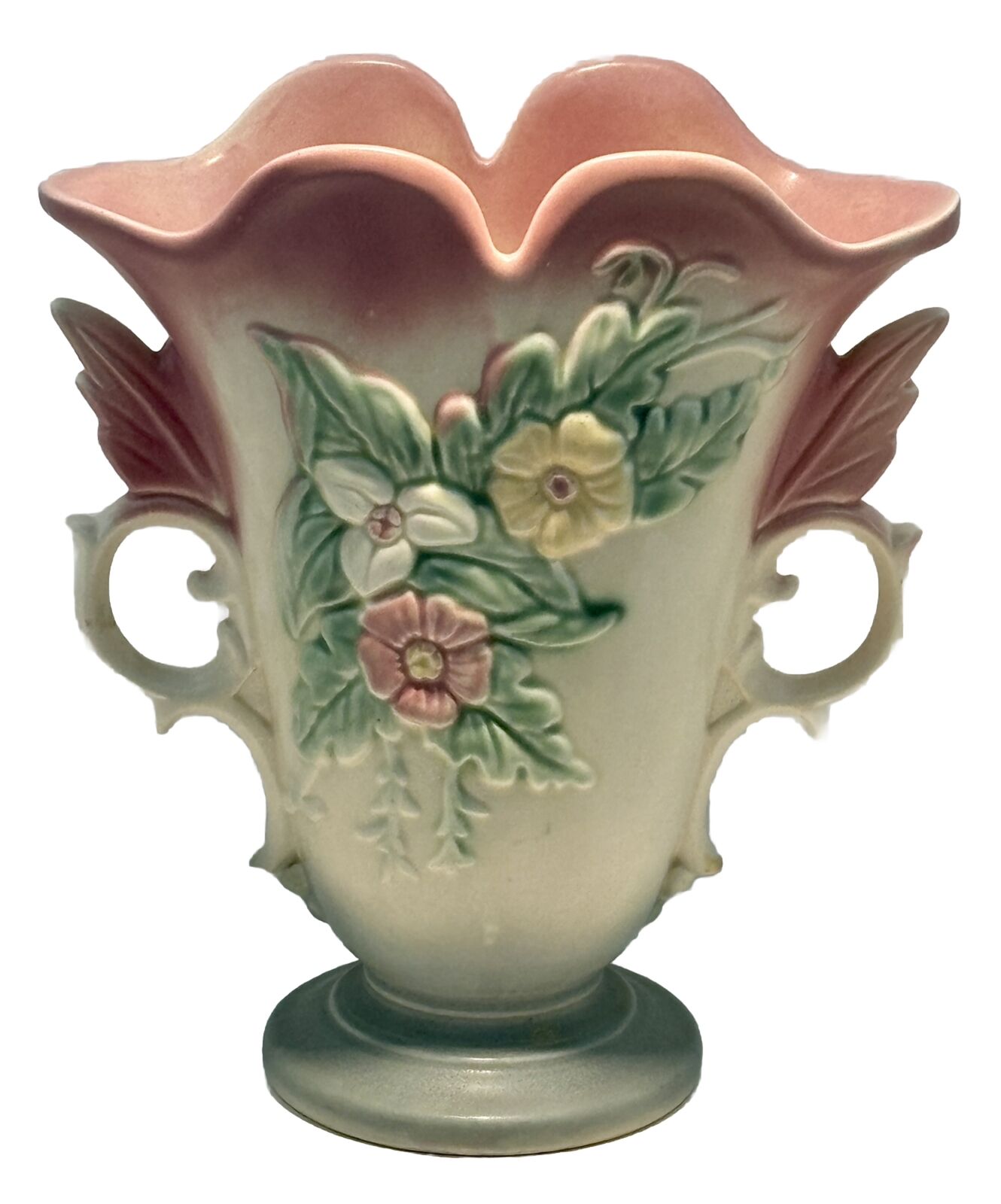 Vintage 1940’s Hull Art Pottery Wildflower Pink-Sage Vase W-9 - 8-1/2” (N)