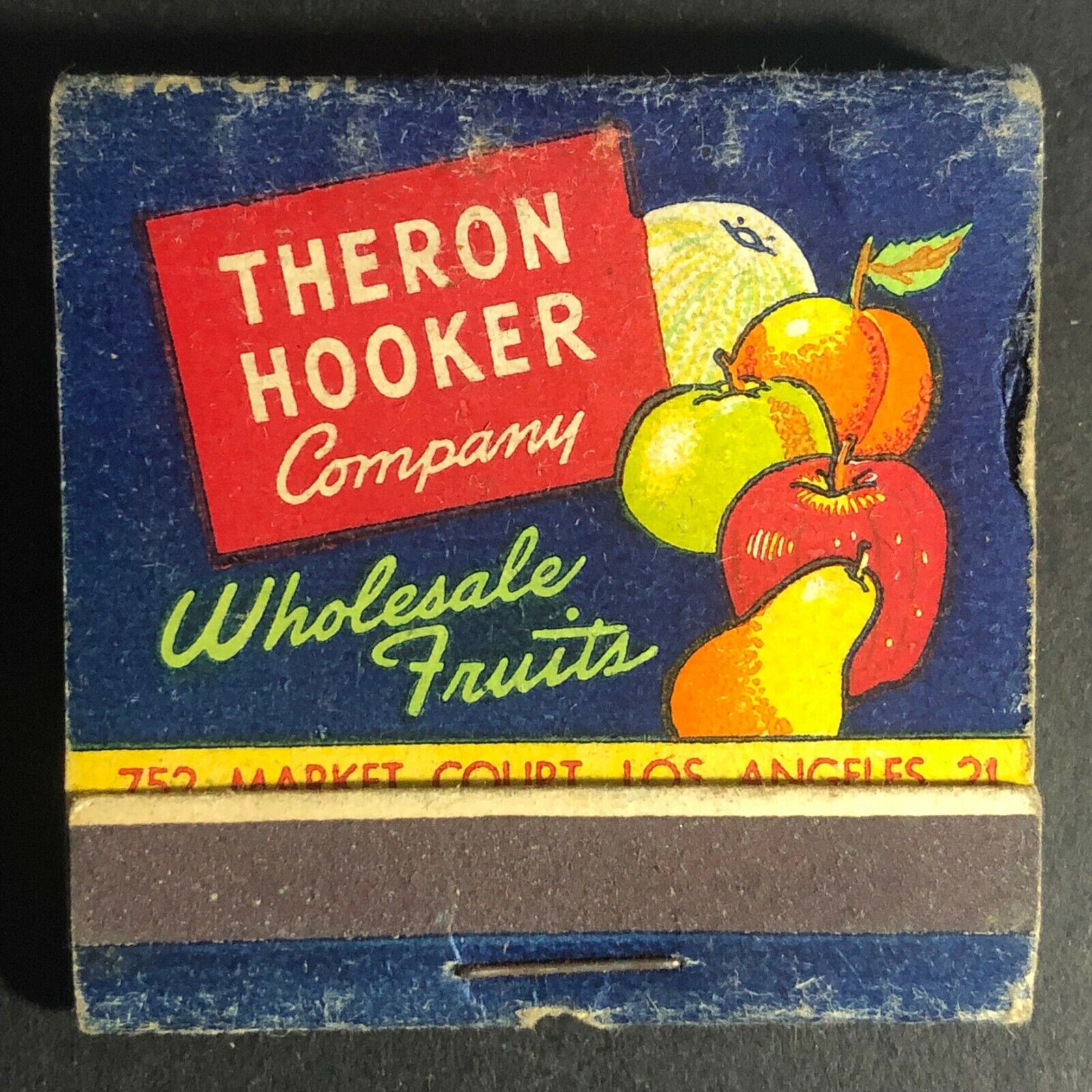 Scarce c1940's Full Matchbook Theron Hooker Wholesale Fruits Printed Stick LA CA