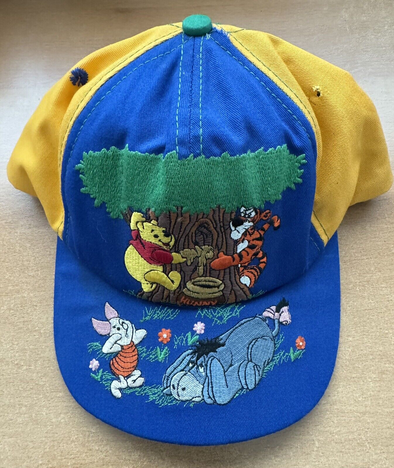 Vtg 90s Goofys Hat Co Disney Winnie The Pooh Hat Cap Embroidered Panels