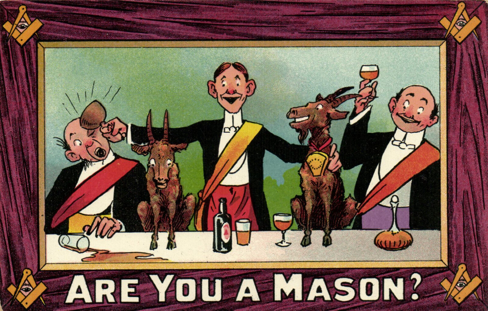 FREEMASONRY PC, HUMOR, ARE YOU A MASON, Vintage Postcard (b55860)