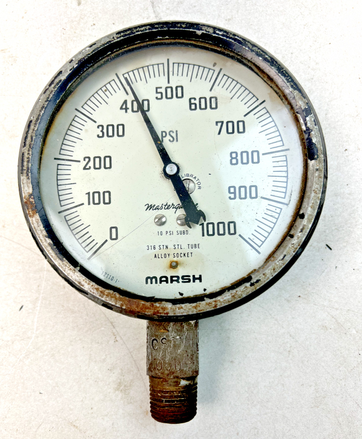 Vintage Marsh Instrument 1000psi Steam Pressure Master Gauge