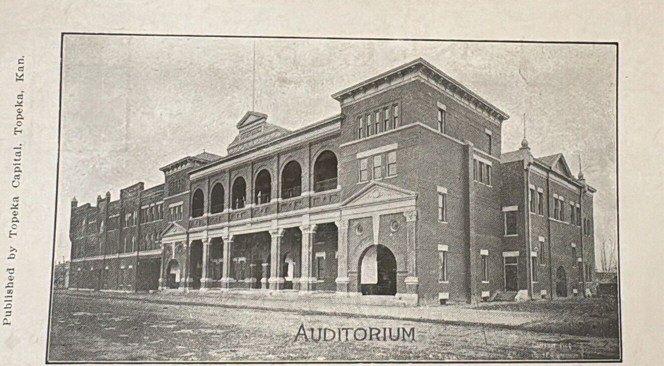 The Auditorium & Early Street Scene Topeka Kansas KS Undivided Back Early 1900s