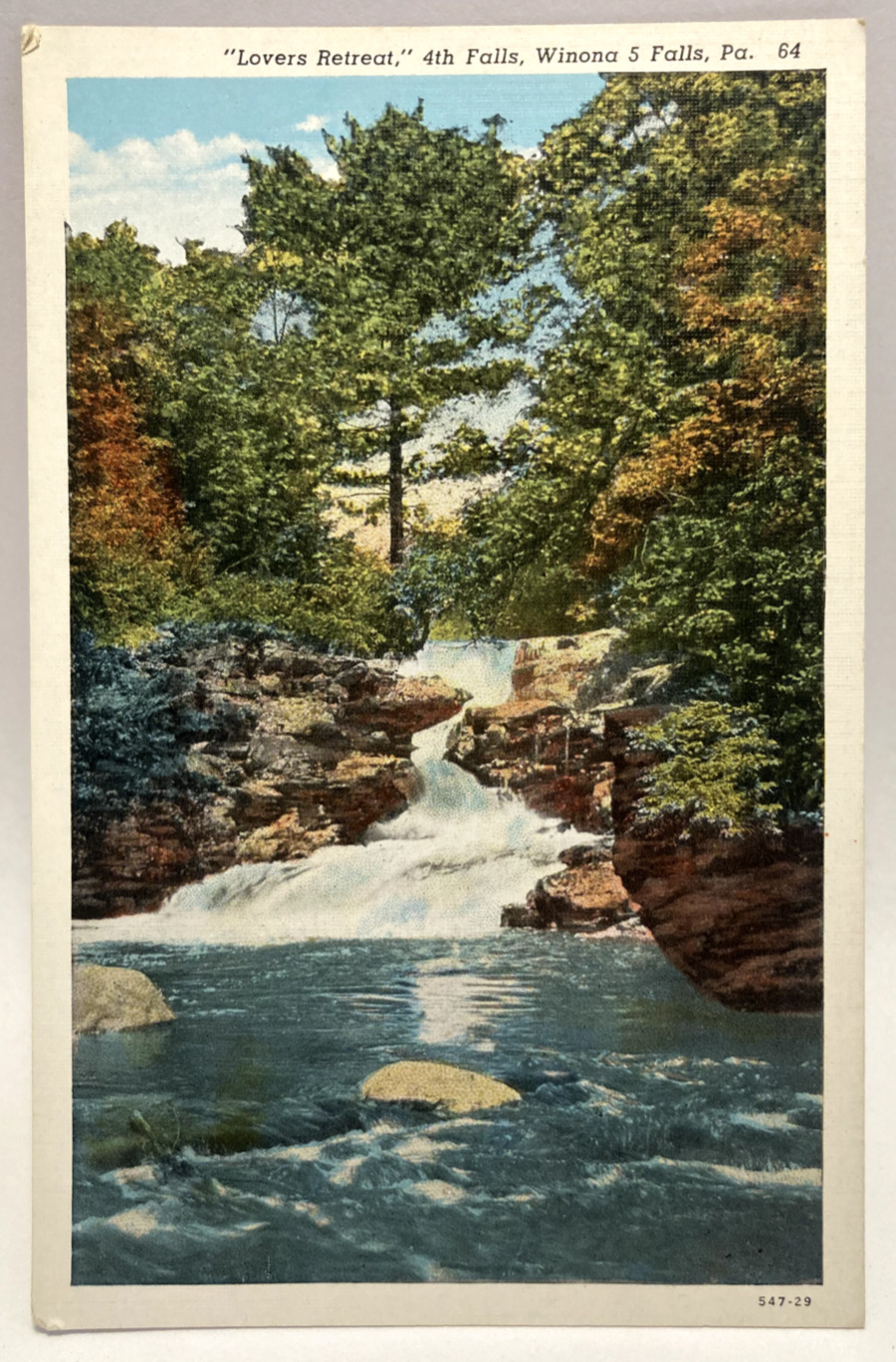 Lovers Retreat, Winona 5 Falls, PA Pennsylvania Vintage Postcard