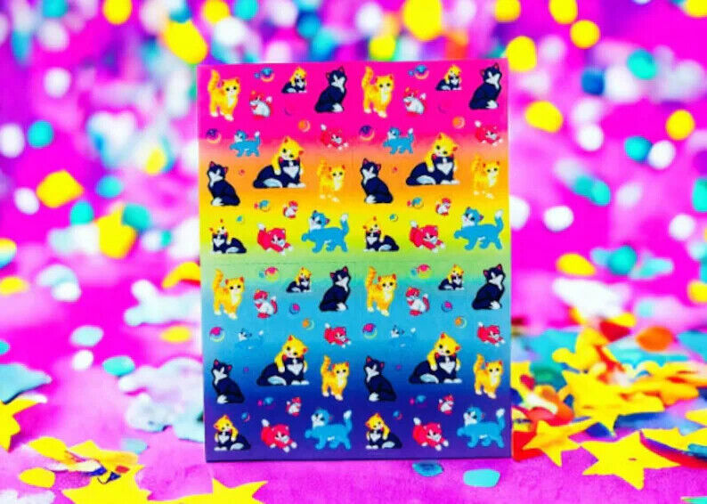 Vintage 1990\'s Lisa Frank \'Playtime Kittens\' Rainbow Stickers