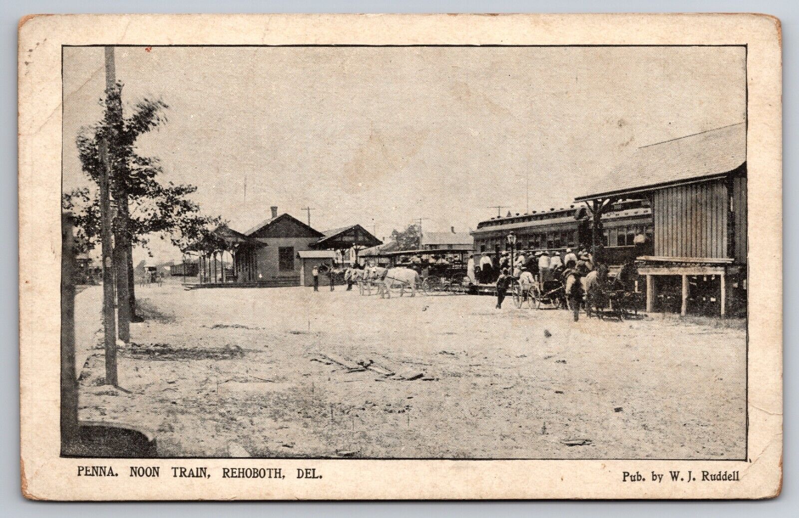 Pennsylvania Railroad Depot Noon Train Rehoboth Beach Delaware DE c1910 Postcard