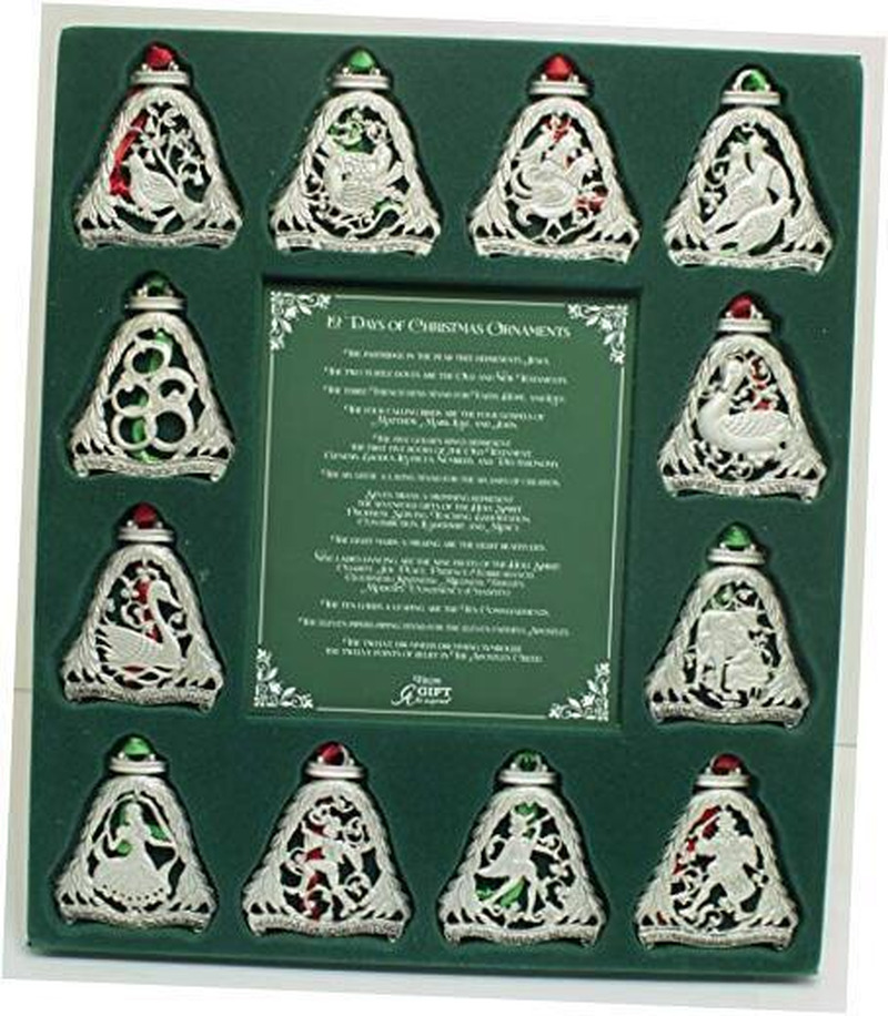 12 Days of Christmas Ornament Set, Set of 12 Metal Ornaments, 3 1/8-Inches, By