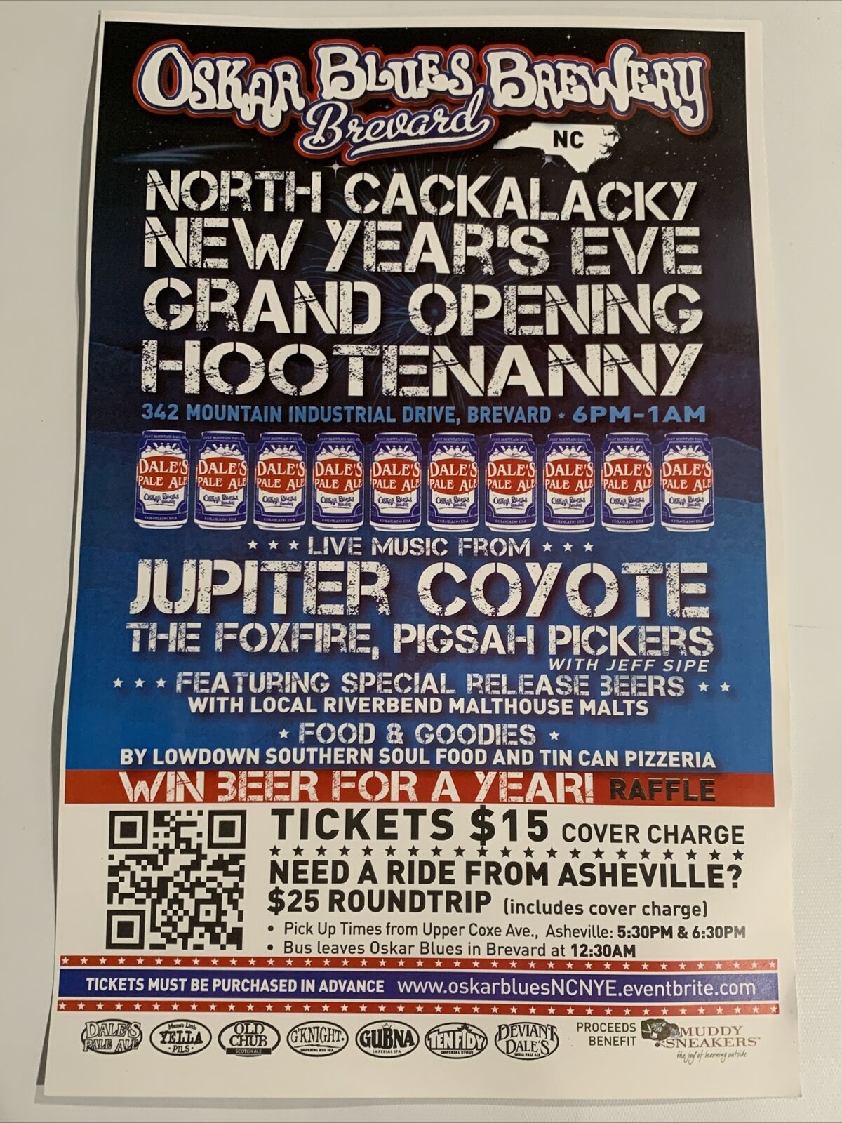 Oskar Blues Brewery Poster New Year's Eve Grand Opening JUPITER COYOTE Very Rare