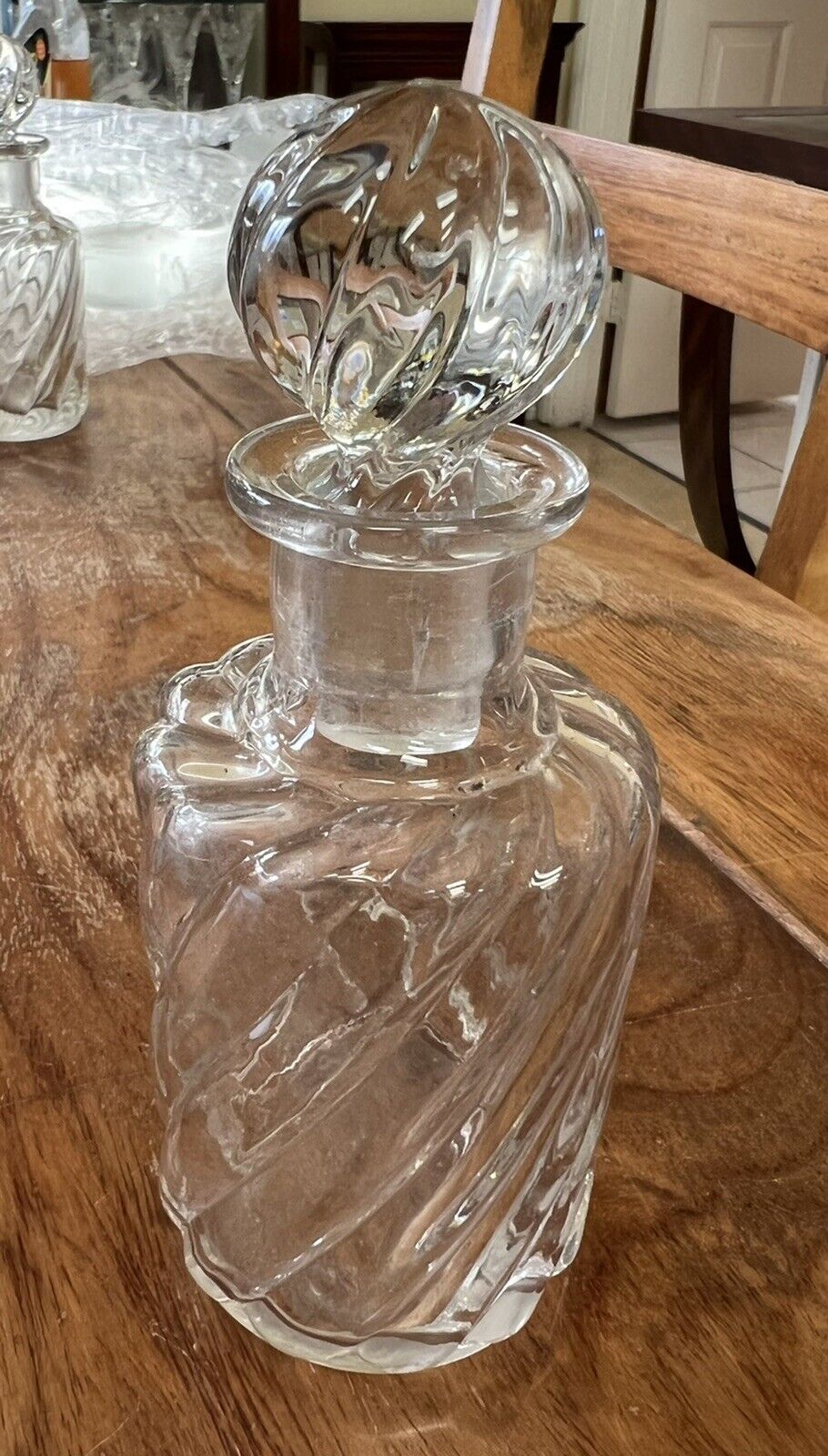 Baccarat Clear Swirl Dresser Bottle With Swirl Top Jasmine Vintage French WOW