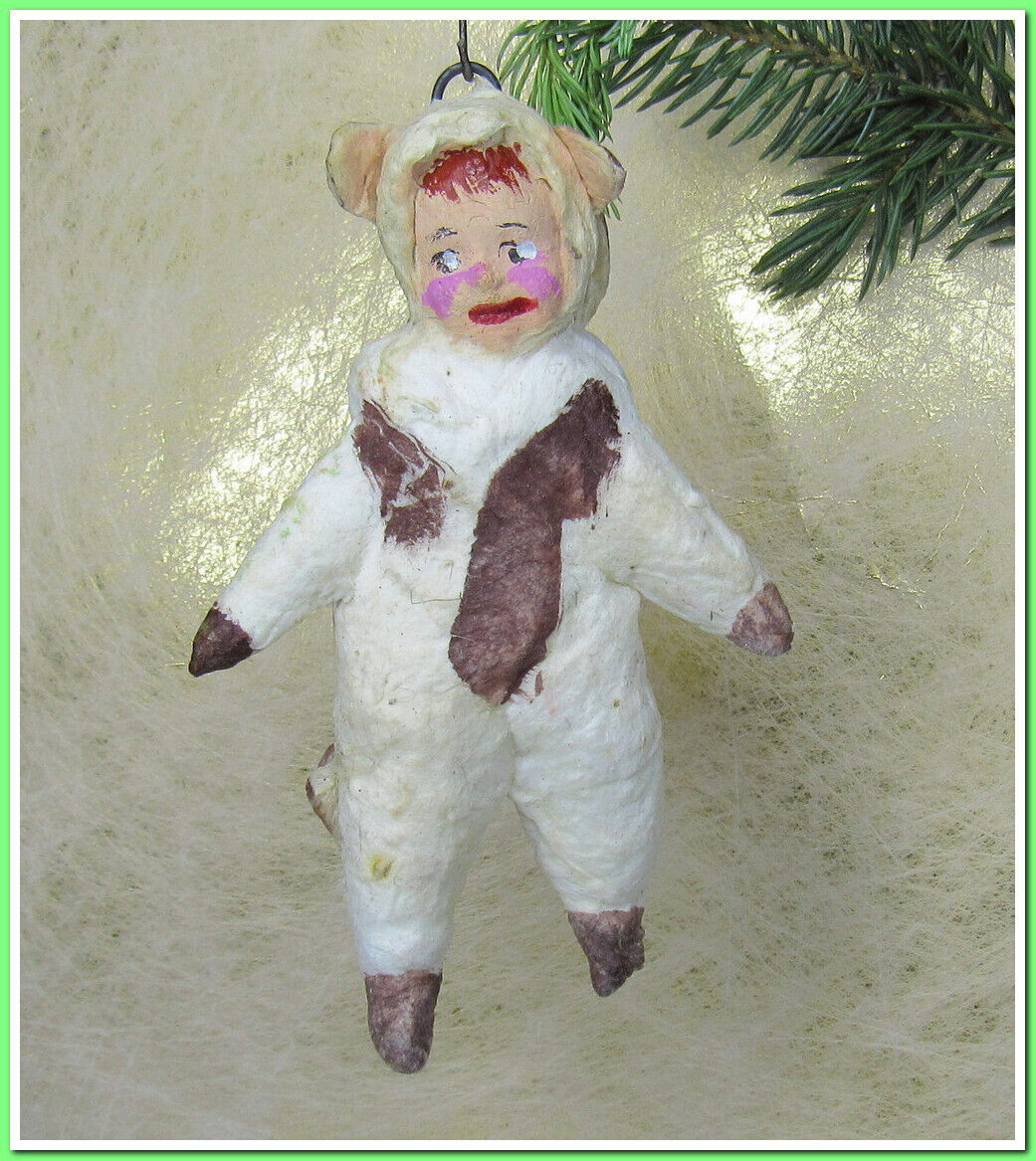 🎄Vintage antique Christmas spun cotton ornament figure #85245