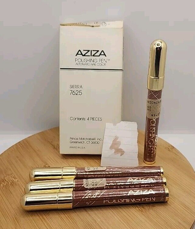 Vtg AZIZA Cosmetics 1980s POLISHING PEN Nail Color Polish RARE Lot of 3 NOS
