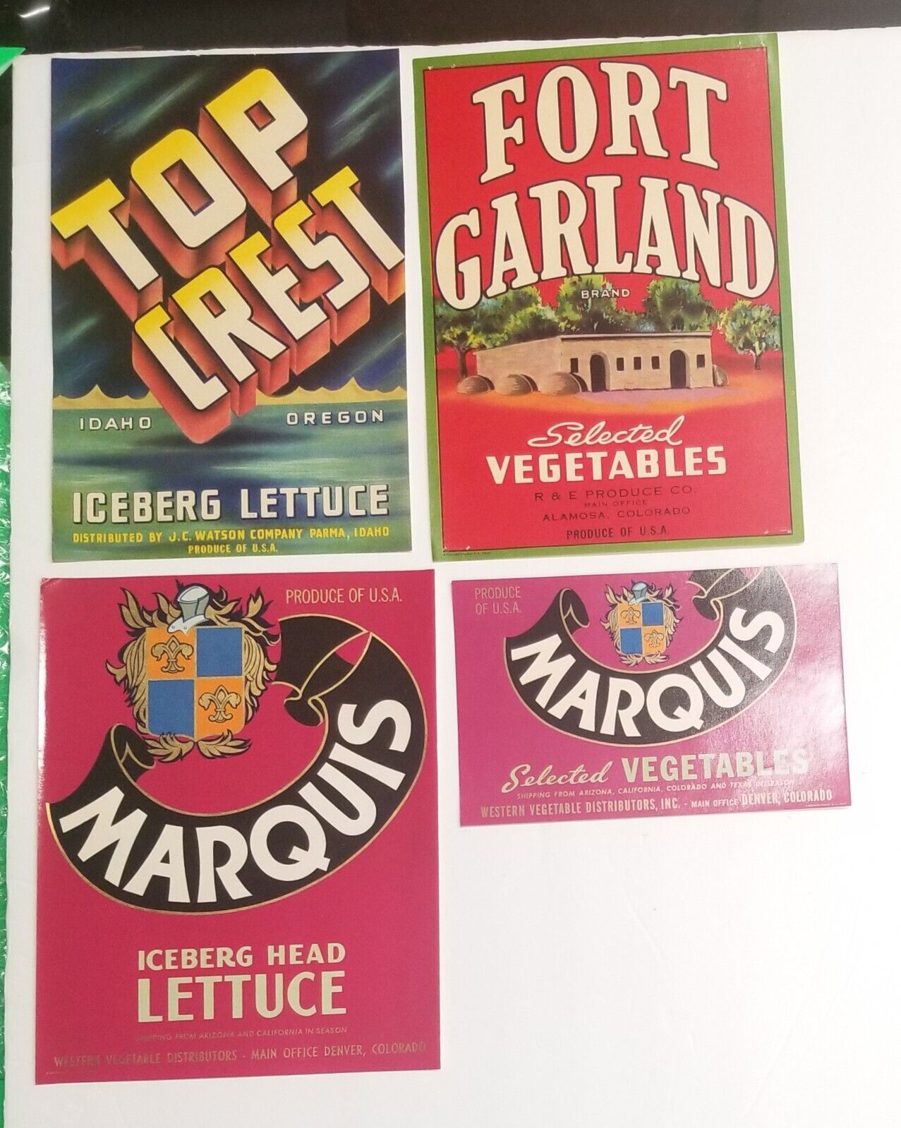 Vintage Original Lot Of Colorado 1947 - 1953 Vegtable Crate Labels
