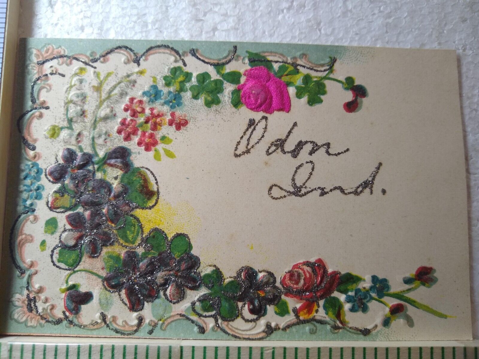 Postcard Embossed Flower Print Greeting Card