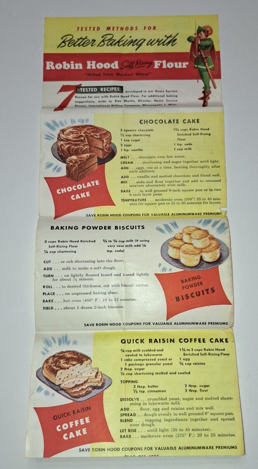 Vintage 1950s Robin Hood Flour Advertising Promo Recipe Biscuits Old