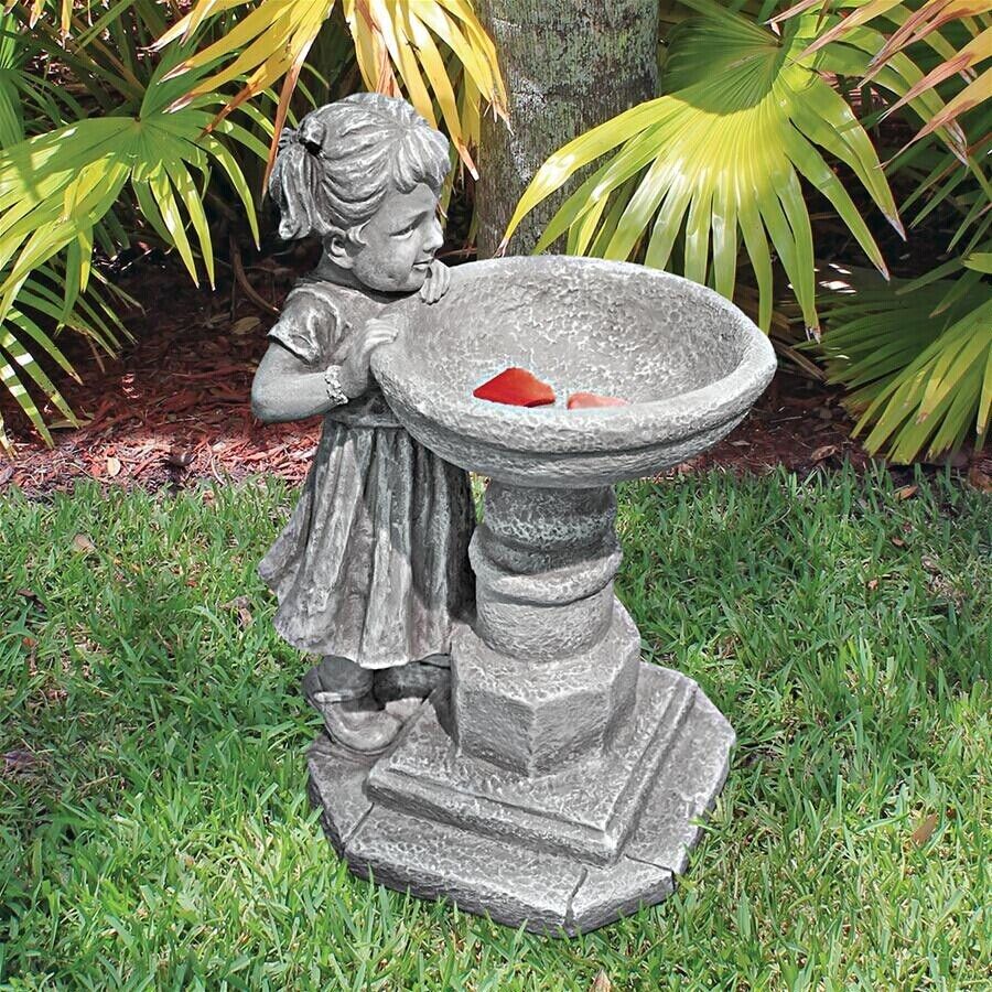 Young Miss Garden Basin Little Girl Child Garden Water Feature Birdbath Statue