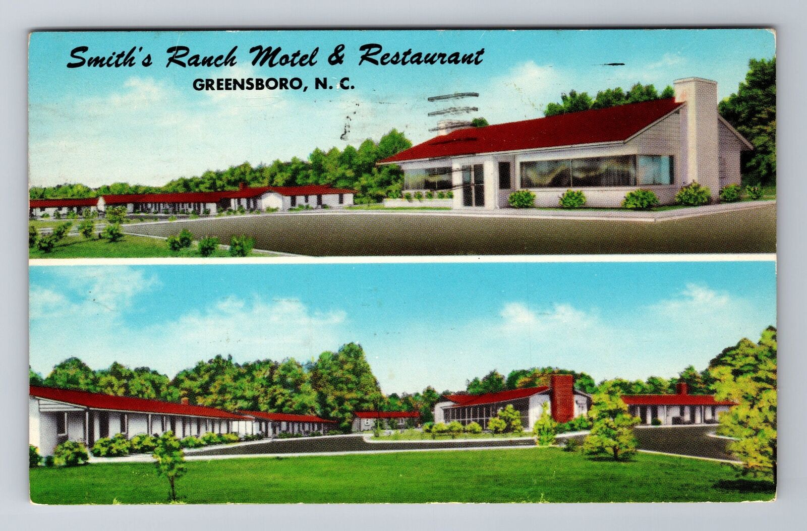 Greensboro NC- North Carolina, Smith\'s Ranch Motel, Vintage c1962 Postcard