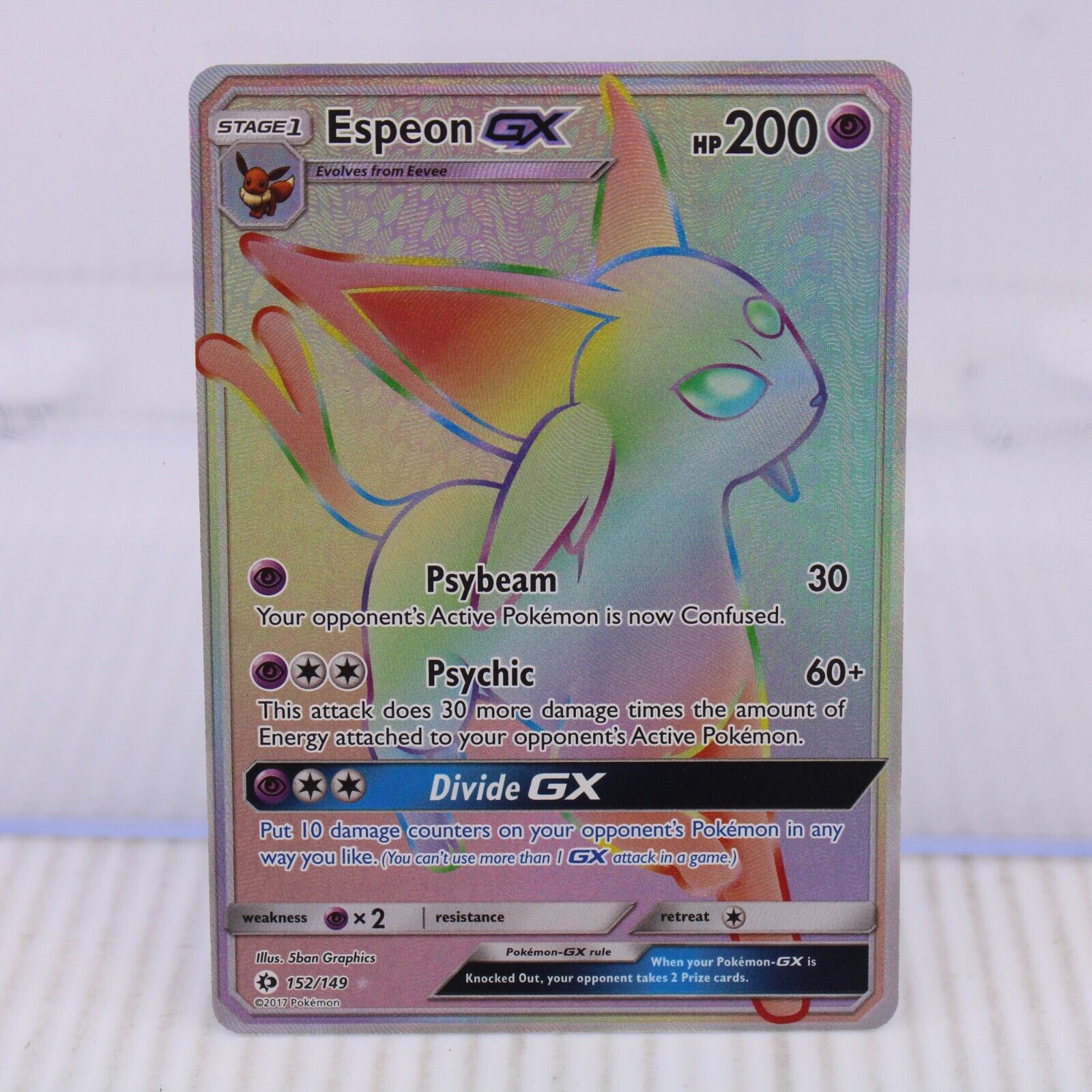 A7 Pokémon Card TCG Sun and Moon Base Set Espeon GX Secret Rare 152/149
