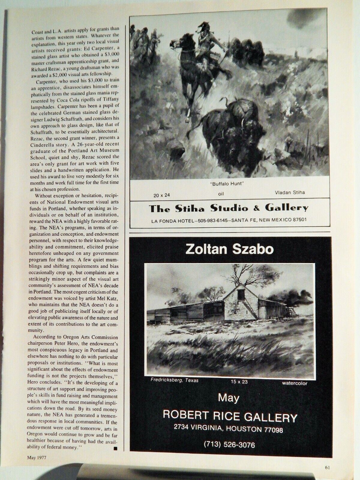 ZOLTAN SZABO   ART PIECE VTG ORIG  1977 ADVERTISEMENT