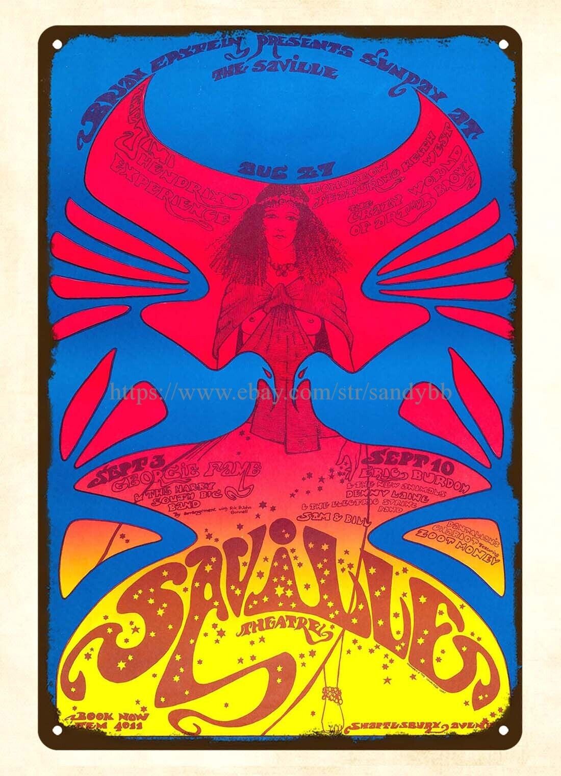 1967 rock roll Saville Theatre Concert Poster metal tin sign contemporary art