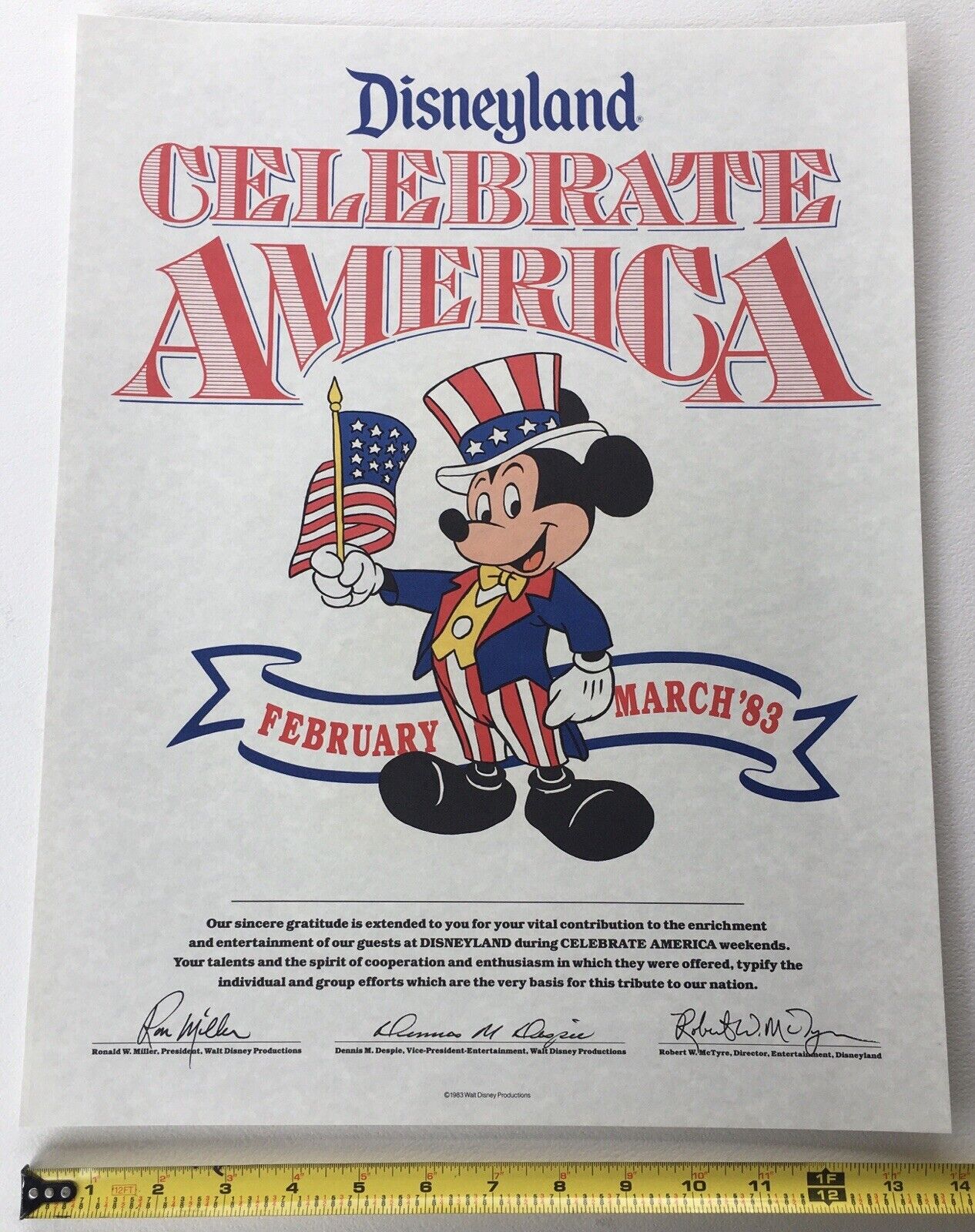 Rare 1983 Disneyland Celebrate America Appreciation Poster- 1984 US Olympic Team