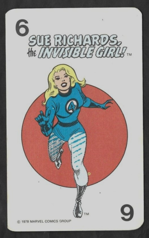 1978 Milton Bradley #6 INVISIBLE GIRL Marvel Super Heroes Card VG/EX