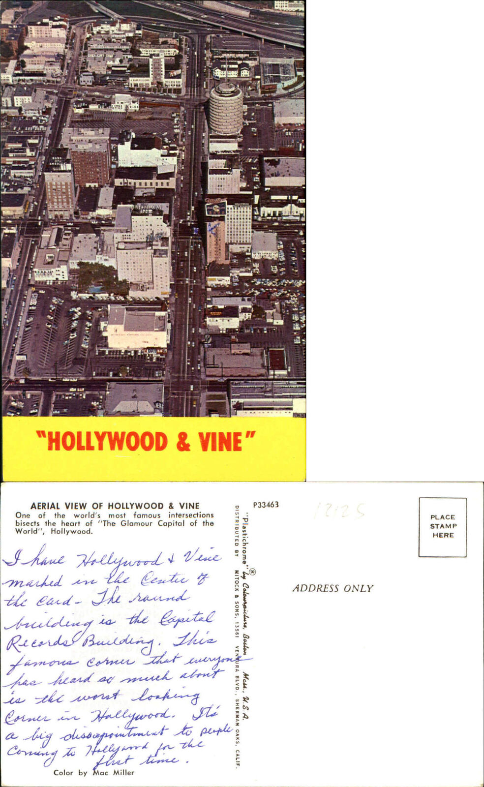 Hollywood & Vine aerial California Capitol Records Bank of America 1960s