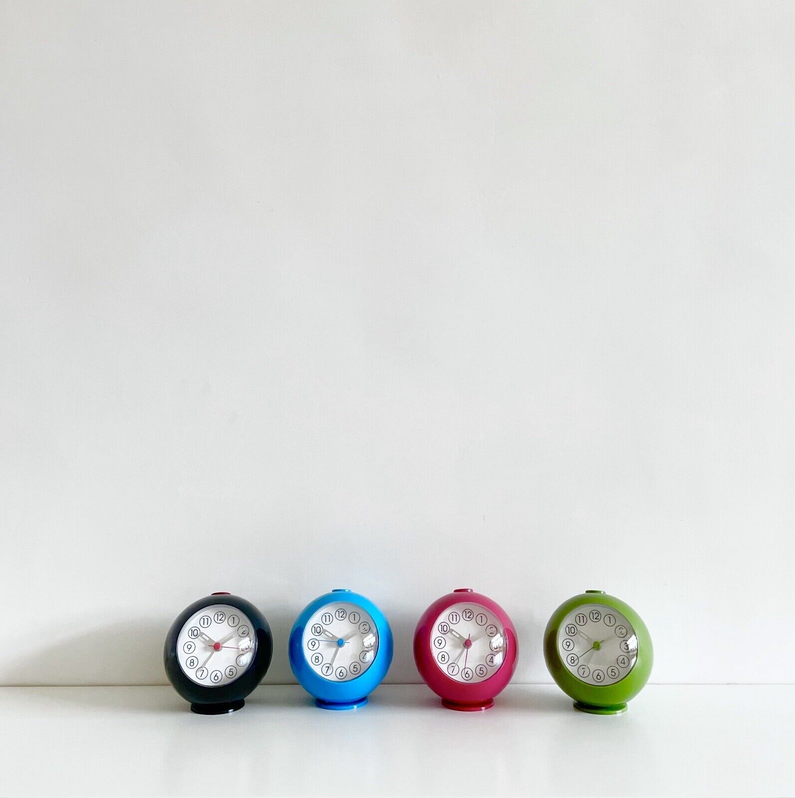Vintage IKEA Space Age Ball Alarm Clock 1990s Black/Blue/Rose Pink/Green