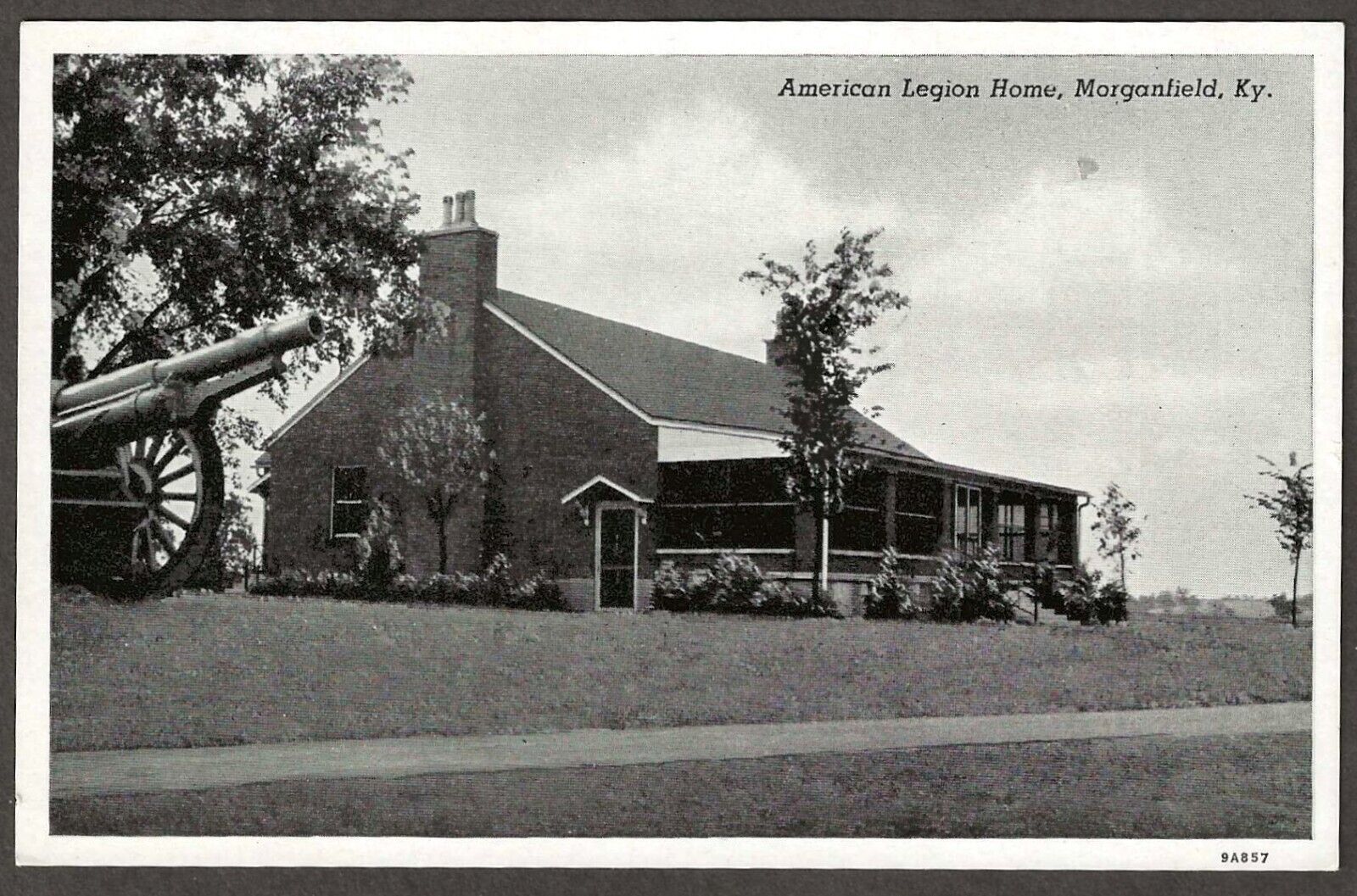Morganfield, Kentucky KY - American Legion Home with Cannon Vintage Postcard
