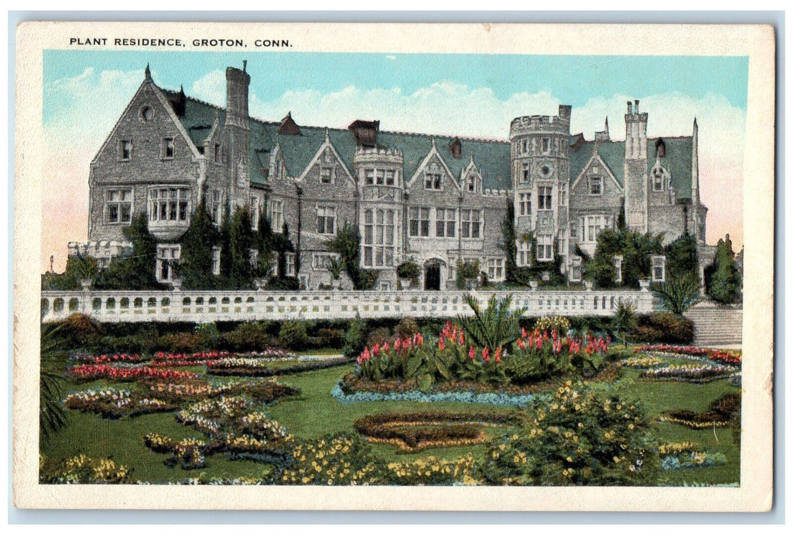c1930\'s Plant Residence Garden Flower Groton Connecticut CT Vintage Postcard