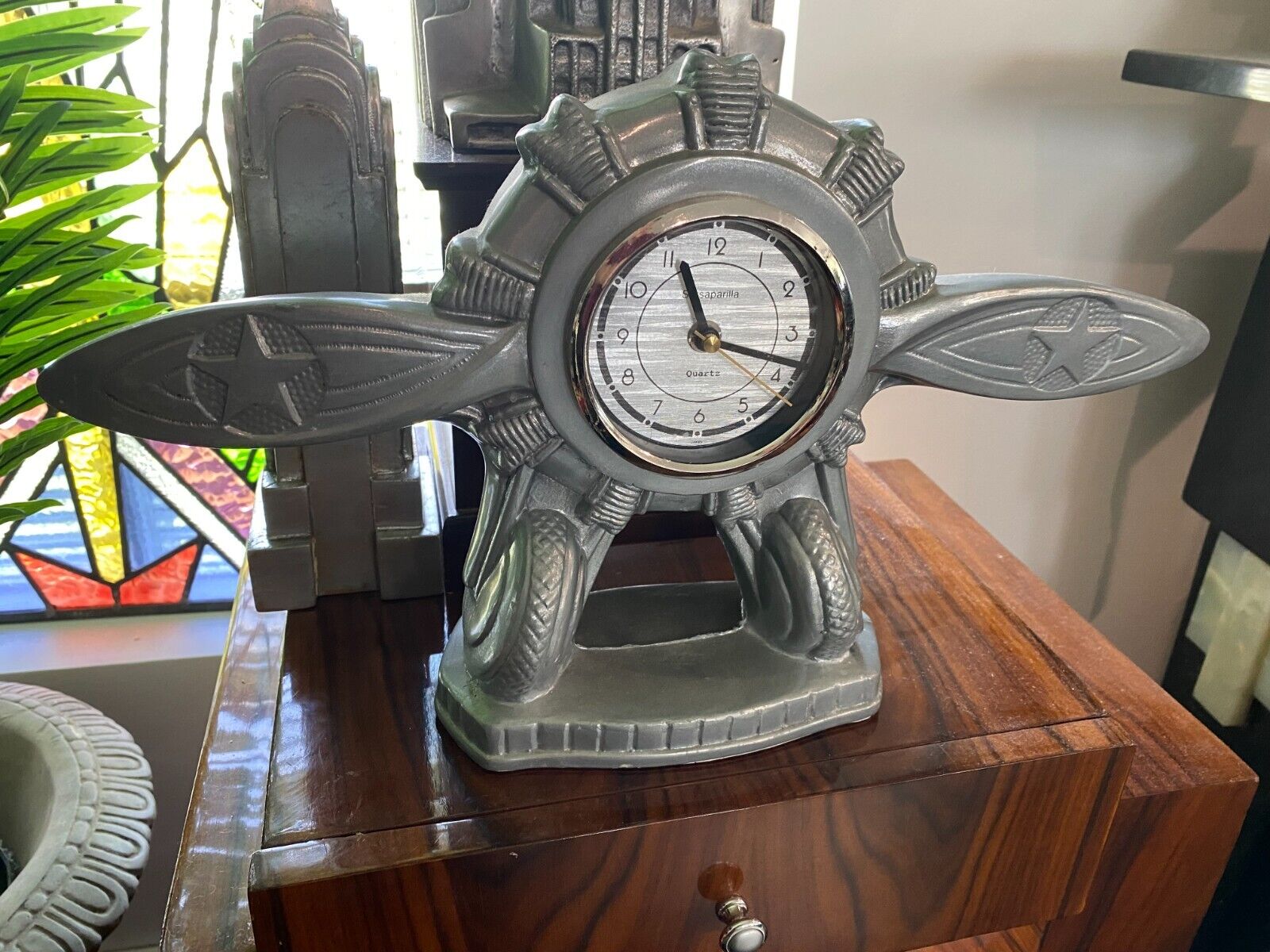 Vintage Large Sarsaparilla Airplane Engine Quartz Clock