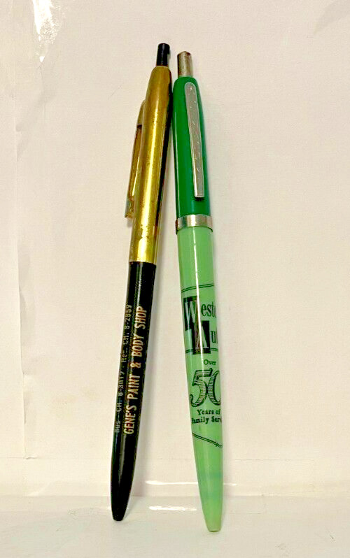Vintage Lot Of 2 Pens Lacquer Graph & Gemaco 1950\'s Advertising Good Condition