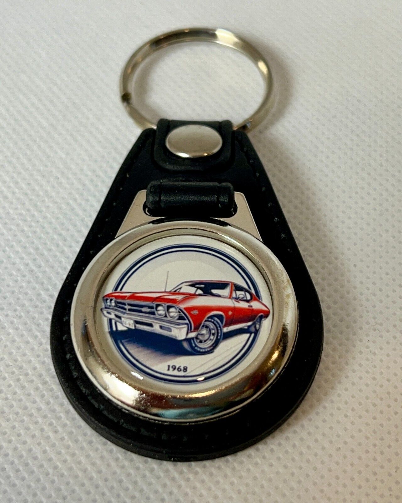 1968 red Chevelle faux leather keychain