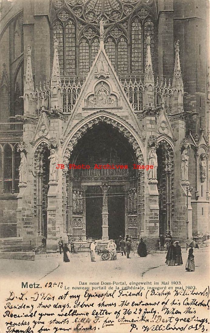 Germany, Metz, Dom, Cathedral Entrance, 1904 PM, Stamp, J Hurlin No 117