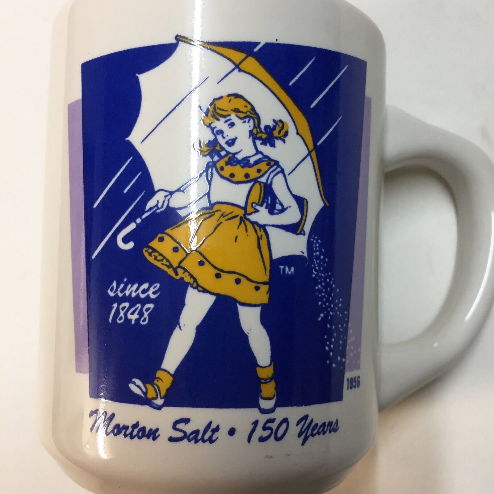 Morton Salt 1956 Girl Yellow Dress 1970’s Commemorative Mug EUC Bryan China