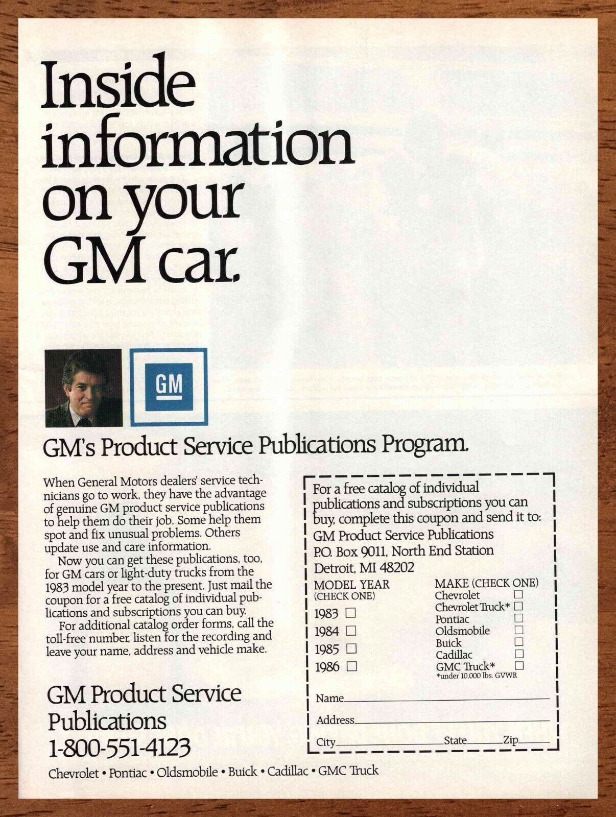 1986 GM Product Service Vintage Print Ad/Poster Retro 80s Car Bar Art Décor