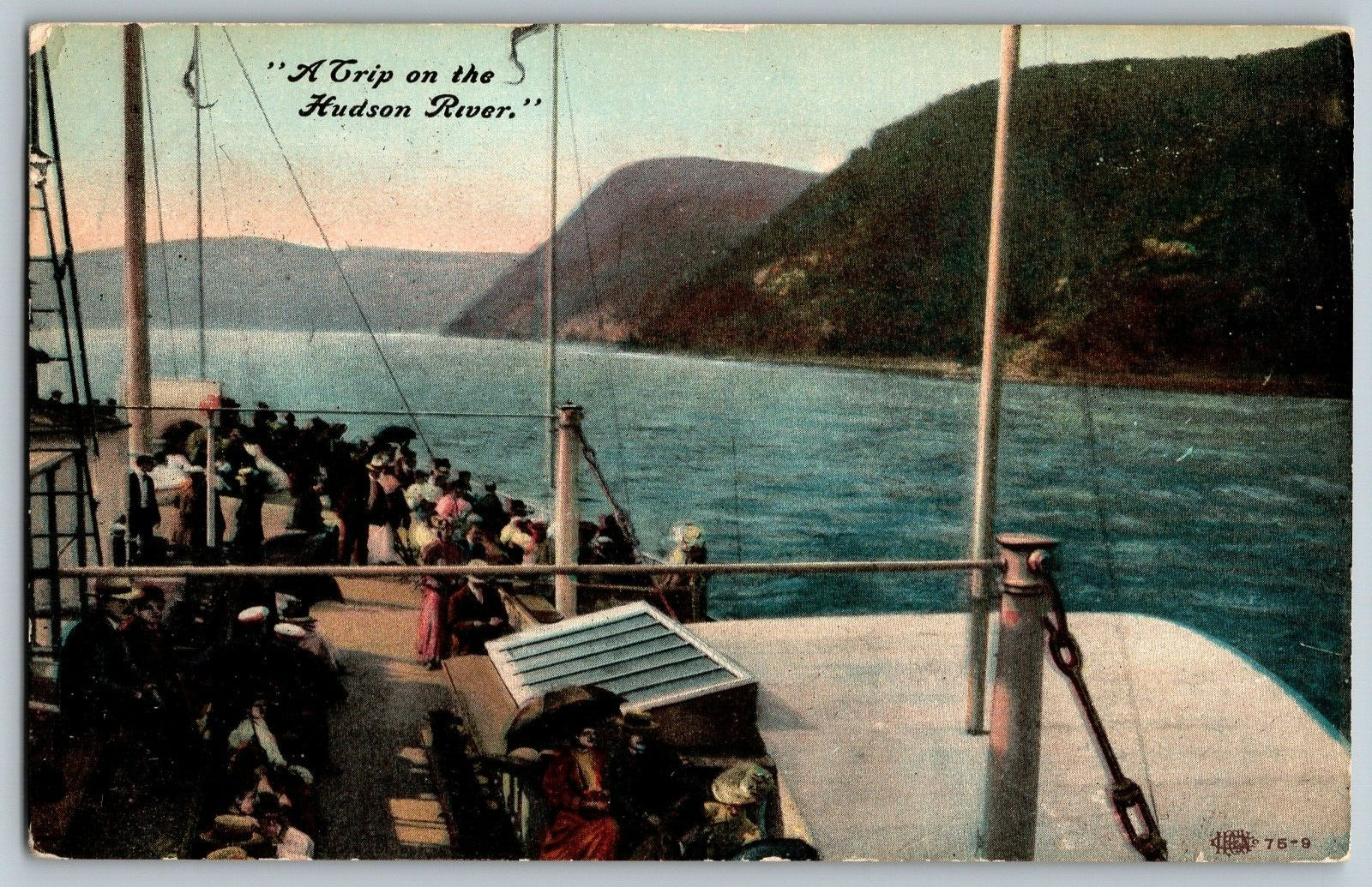 A Trip on the Hudson River - Vintage Postcard - Posted 1908