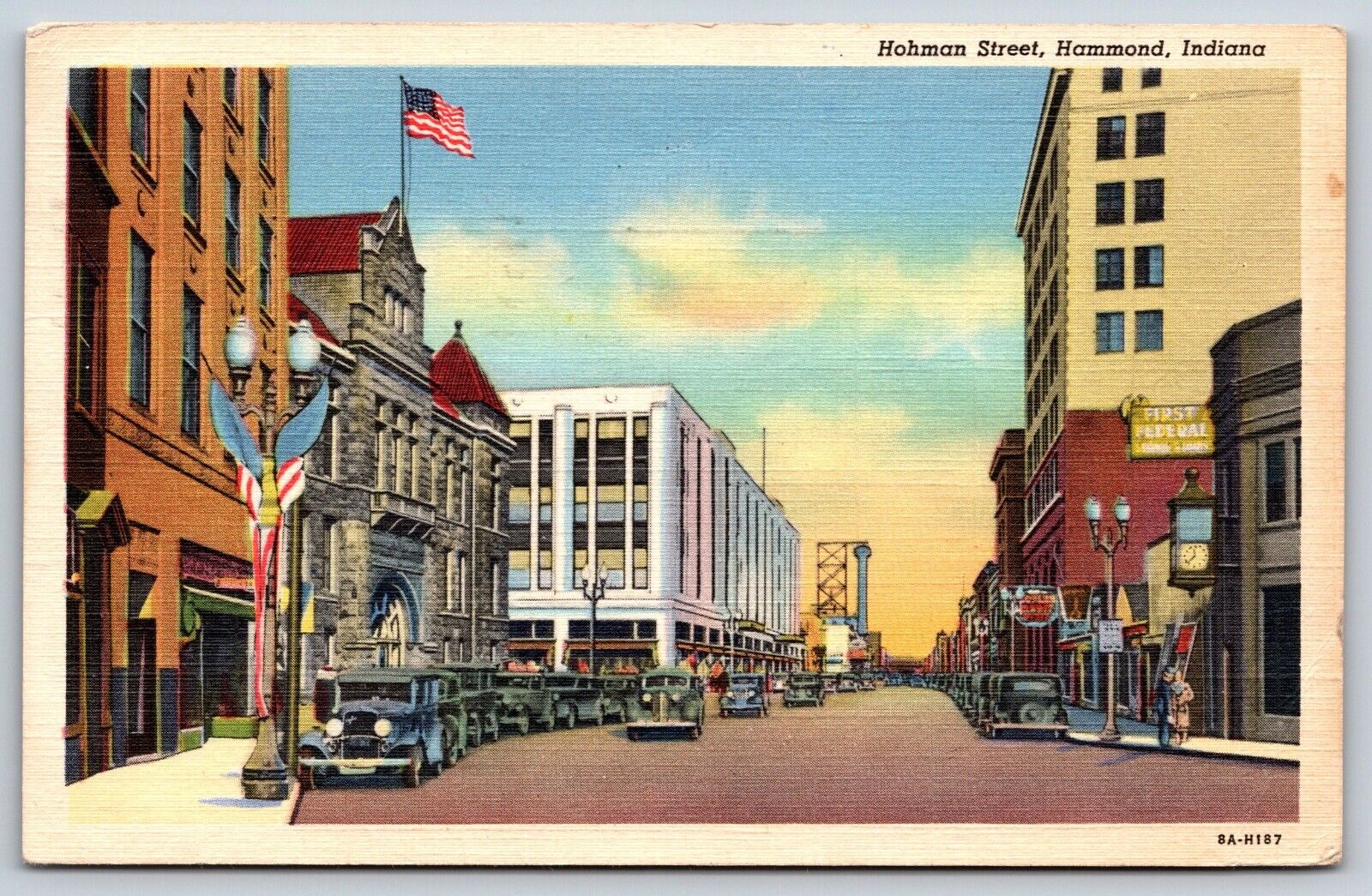 Hohman Street, Hammond, Indiana Vintage Postcard