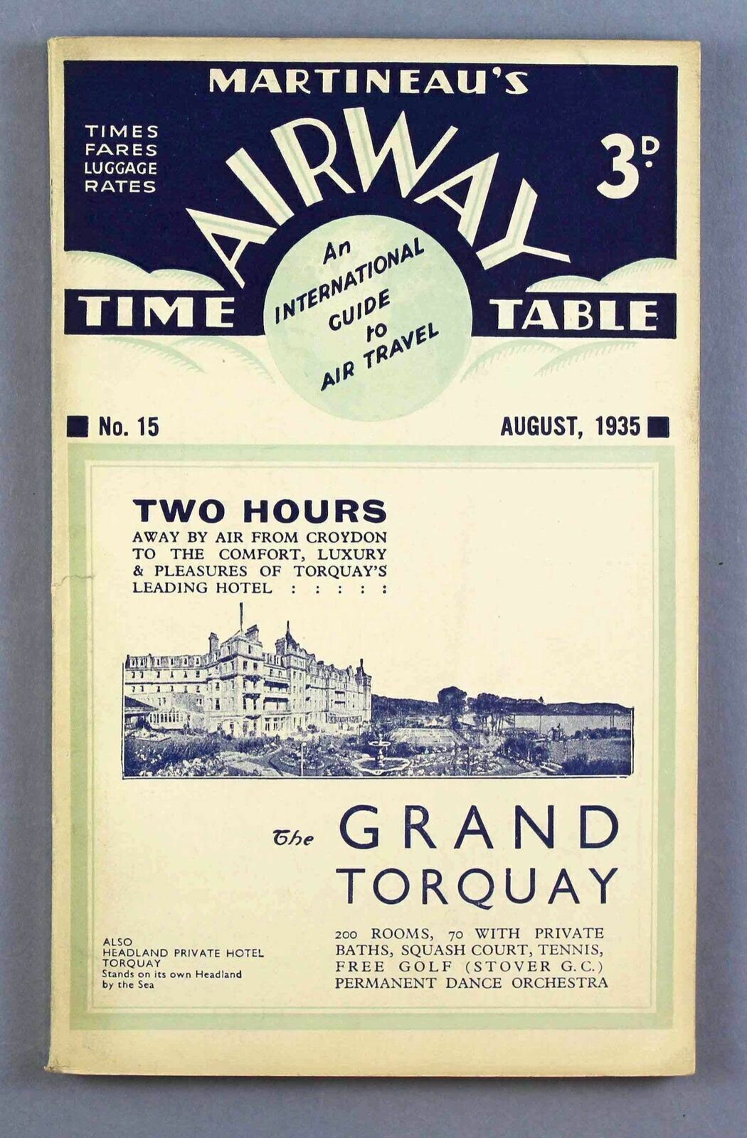 MARTINEAU'S AIRWAY AIRLINE TIMETABLE AUGUST 1935 ZEPPELIN AIRSHIP SWISSAIR CSA