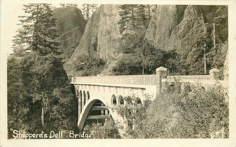 Columbia River Hwy Oregon 1940s Sheppard's Dell Bridge Photo Postcard 21-5586