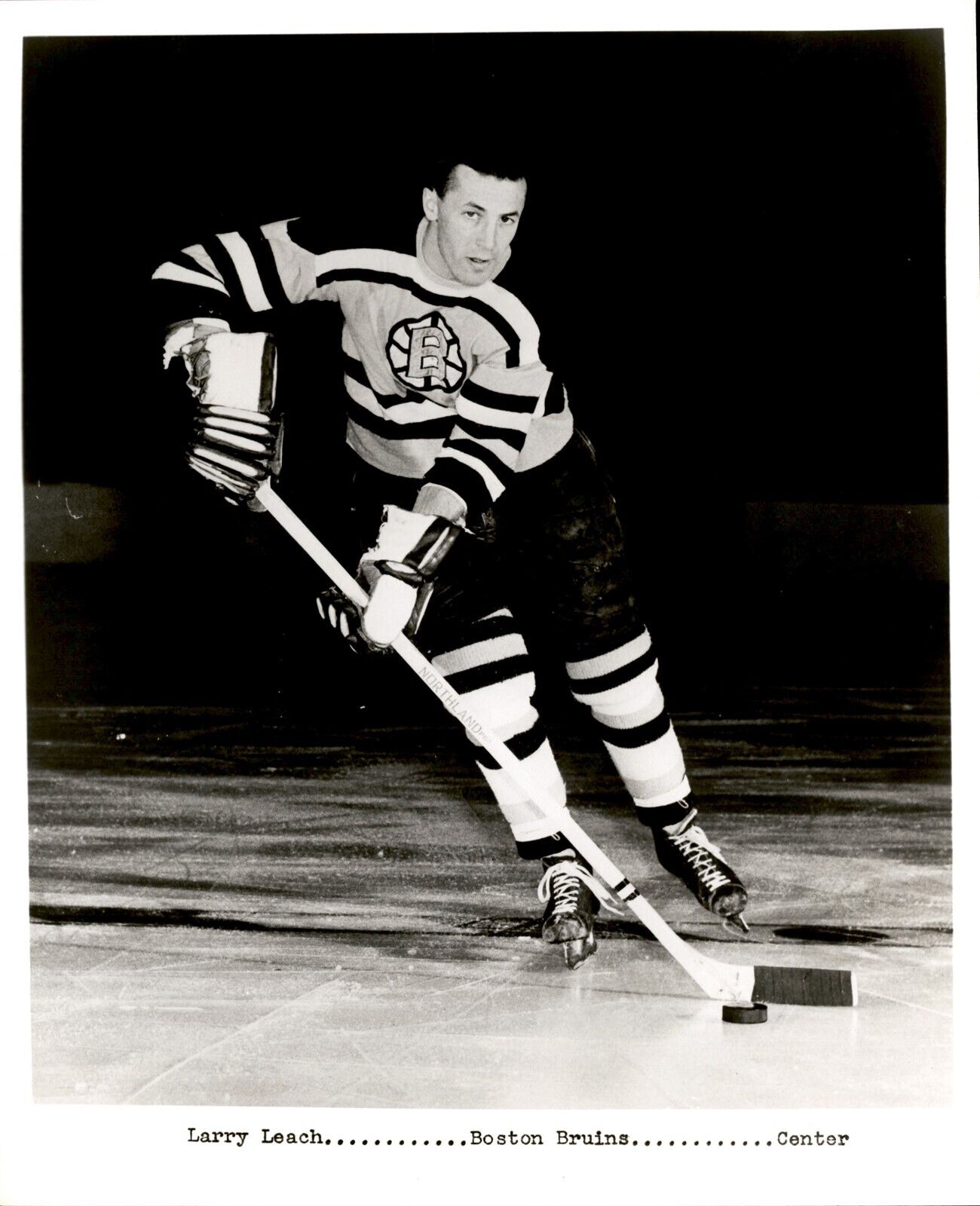 PF20 Original Photo LARRY LEACH 1958-62 BOSTON BRUINS CENTER CLASSIC NHL HOCKEY