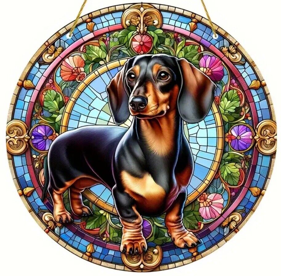 Dachshund Sausage Dog Art Suncatcher Plaque Gift Picture Decoration Birthday