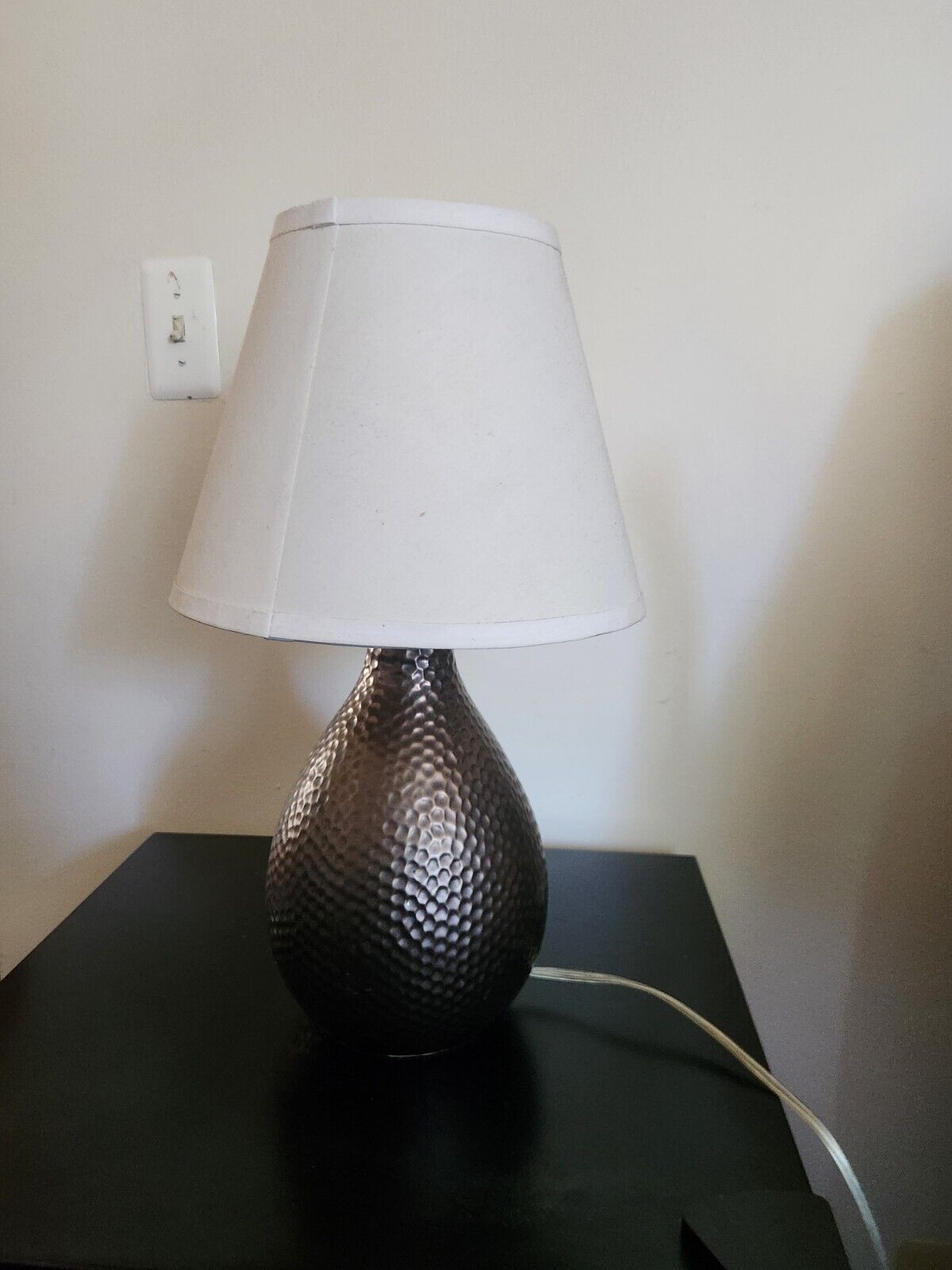 Vintage Bronze Color Table Lamp With Textured Stand