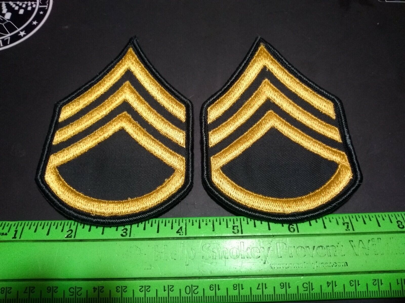 Vintage US Army SSGT Rank Patches-  Green and Gold (21-1222)