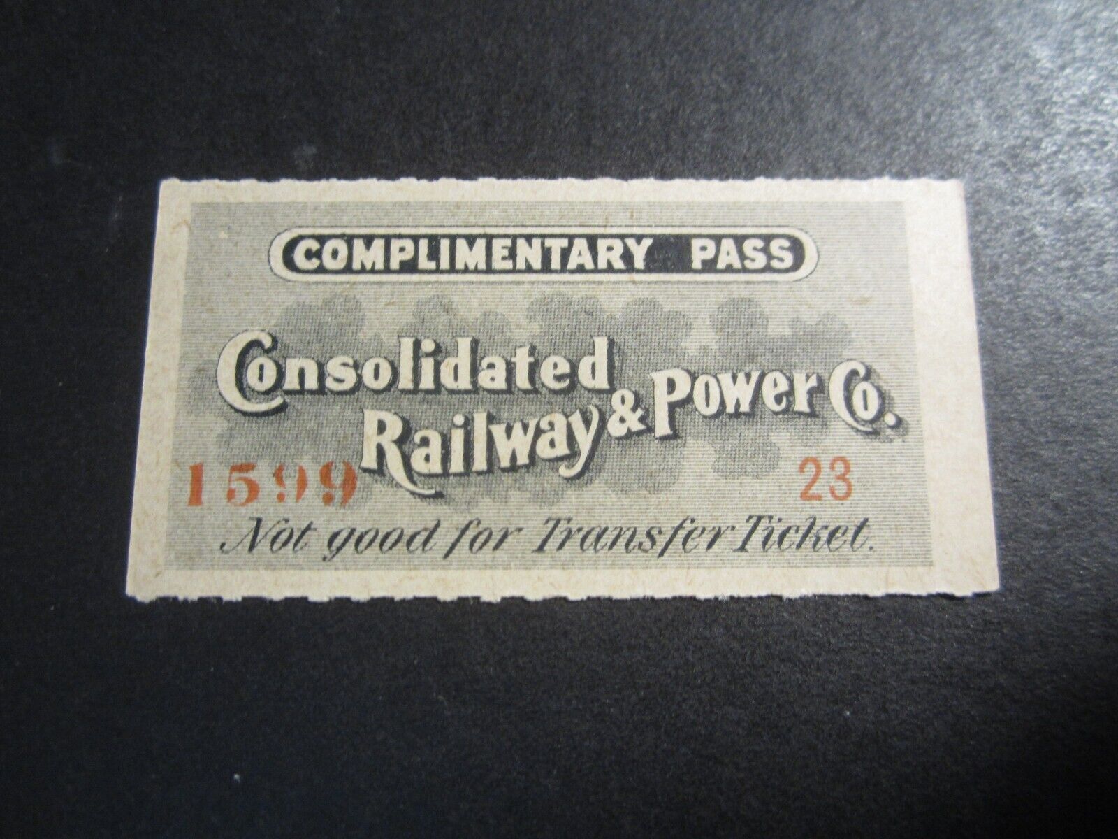 Old c.1880's - CONSOLIDATED RAILWAY & POWER Co. - RAILROAD PASS