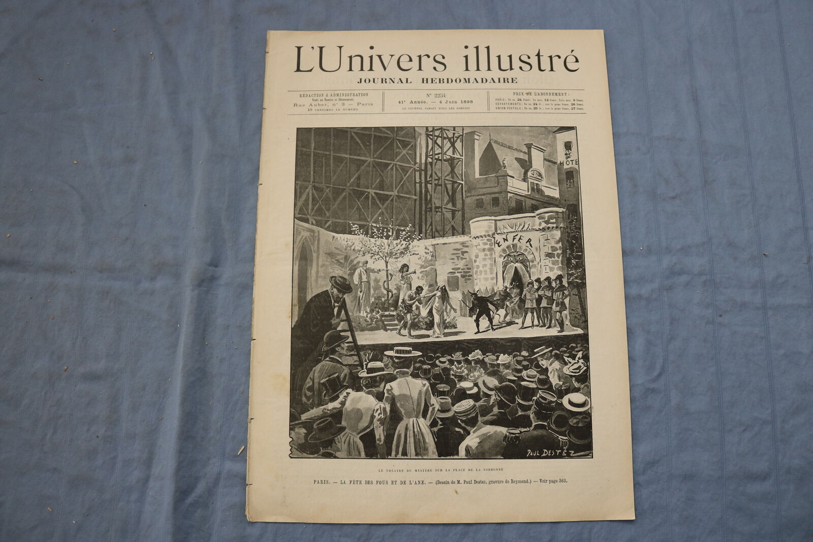1898 JUNE 4 L'UNIVERS ILLUSTRE - LA FETE DES FOUS ET DE L'ANE - FRENCH - NP 8573